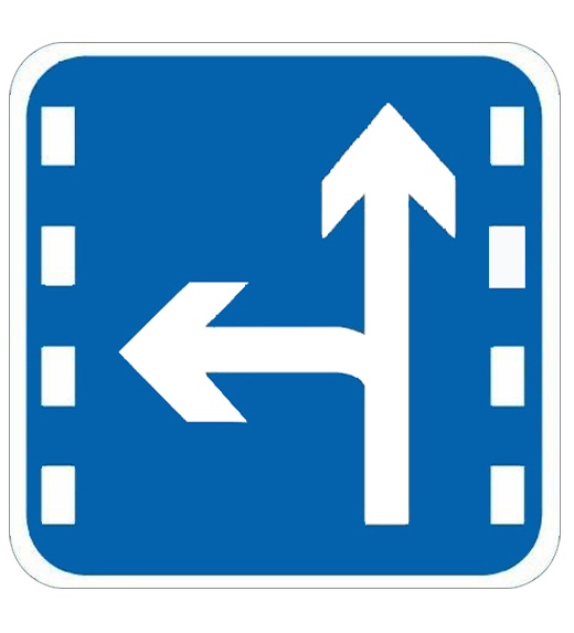 直行和左转弯车道指示标志牌
