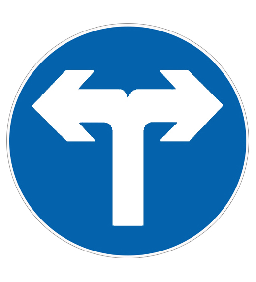 向左向右转弯交通指示标志牌